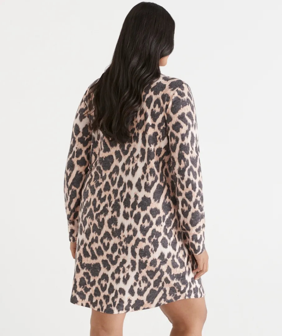 Sussan Nighties>Brushed Animal Print Long Sleeve Nightie