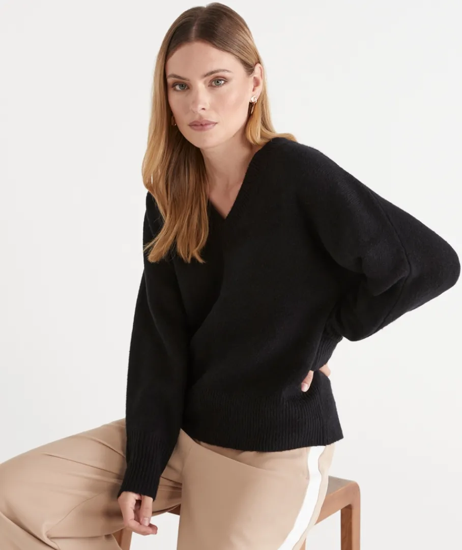 Sussan Tops|Knitwear>Brushed Rib V Neck Jumper