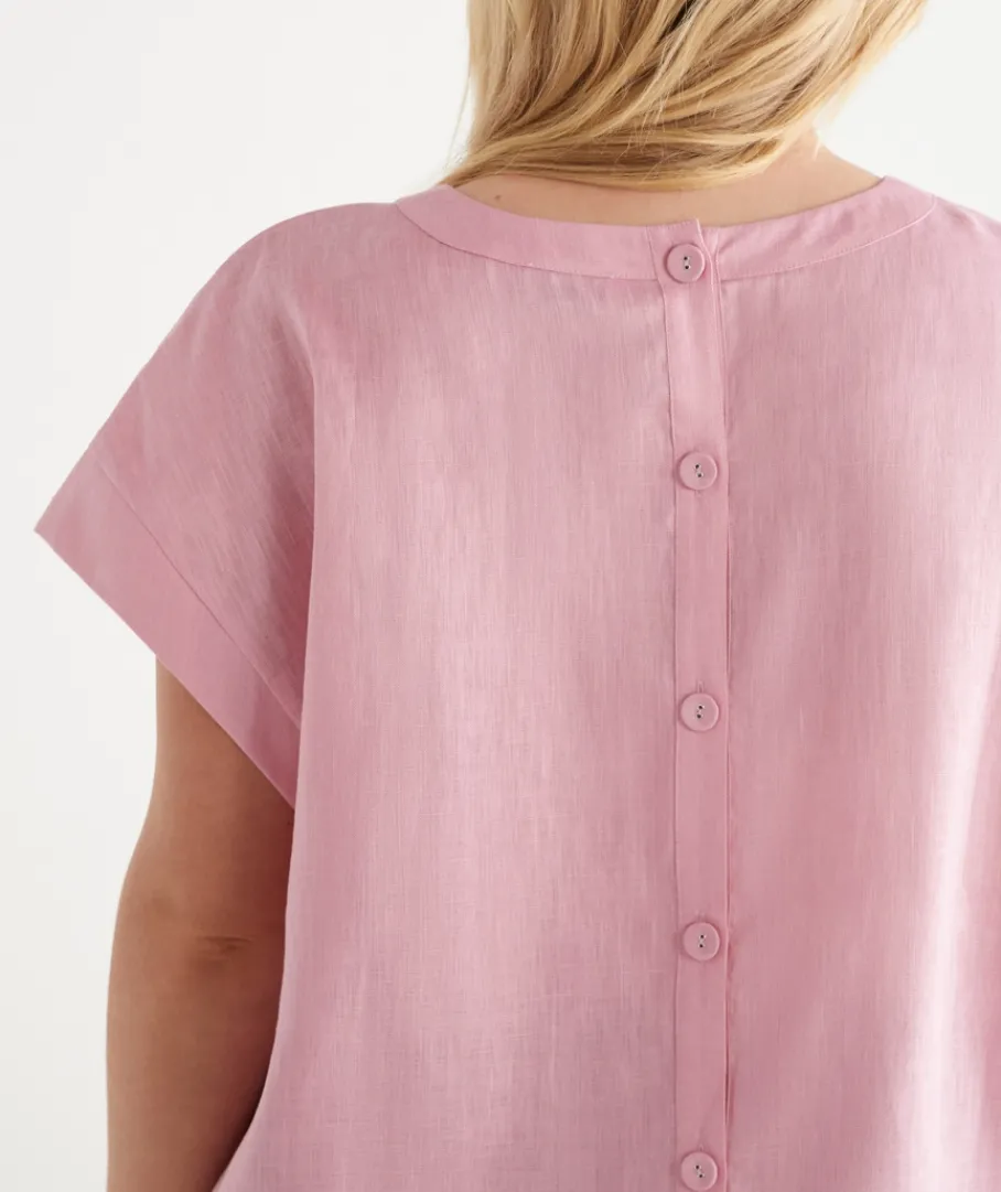 Sussan Tops|Shirts & Blouses>Button Back Short Sleeve Tee