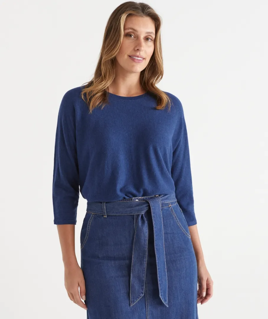 Sussan Tops|Knitwear>Curved Hem Crew Neck Jumper