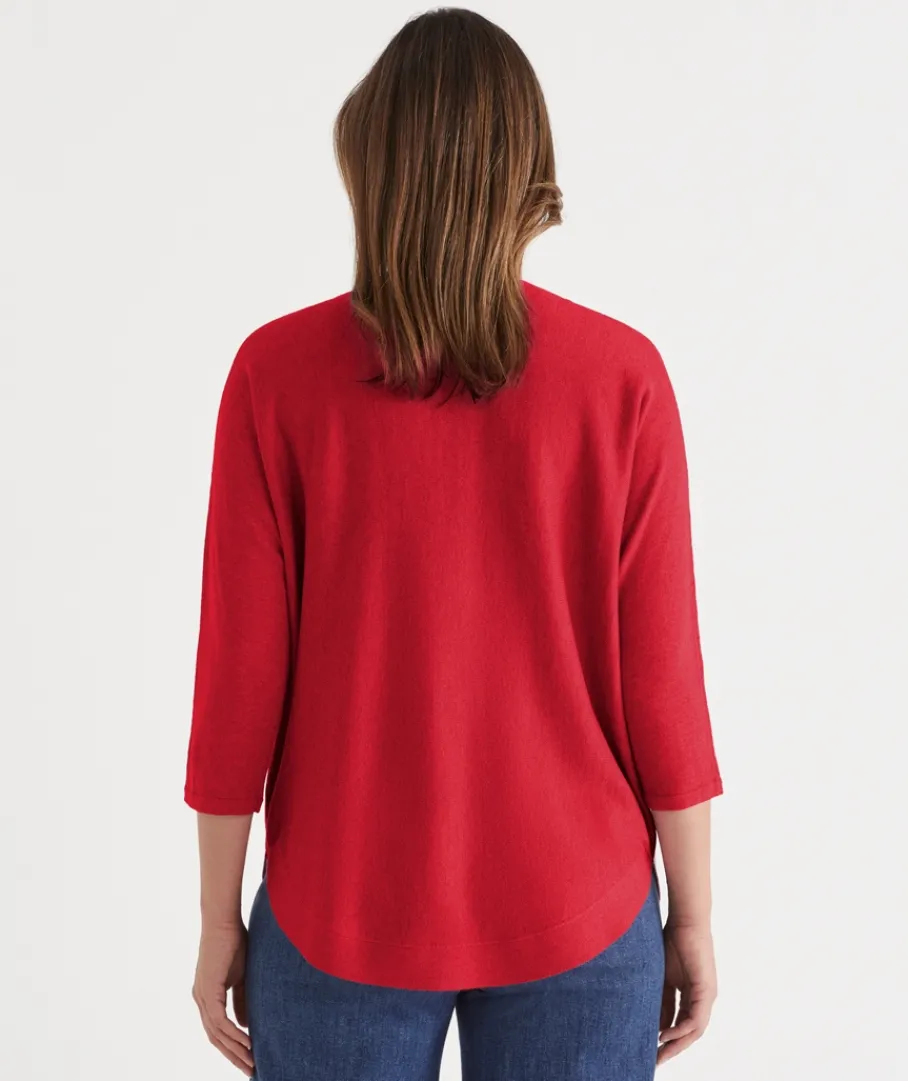 Sussan Tops|Knitwear>Curved Hem Crew Neck Jumper
