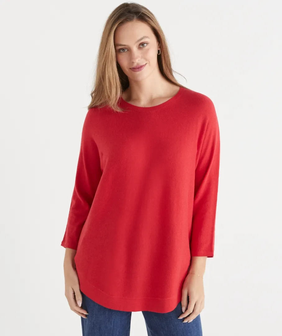 Sussan Tops|Knitwear>Curved Hem Crew Neck Jumper