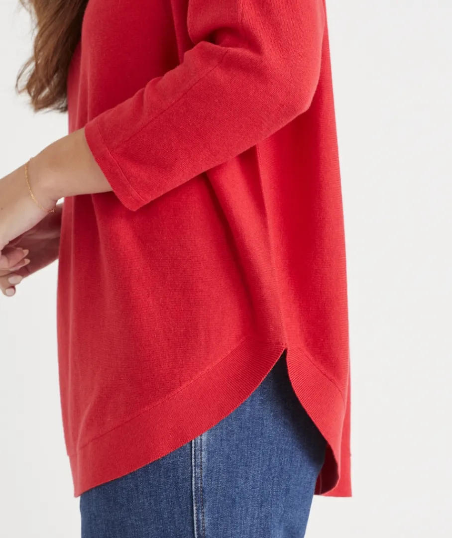 Sussan Tops|Knitwear>Curved Hem Crew Neck Jumper