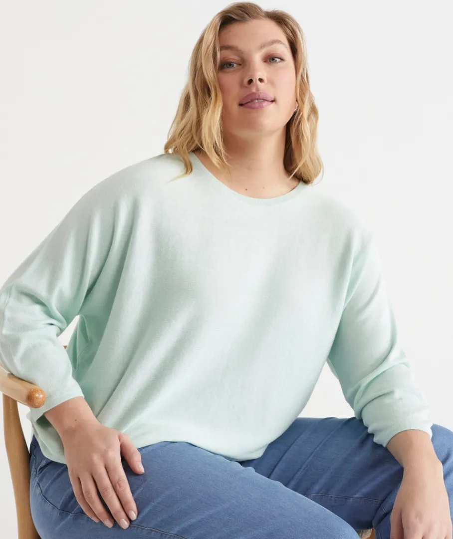 Sussan Tops|Knitwear>Curved Hem Crew Neck Jumper