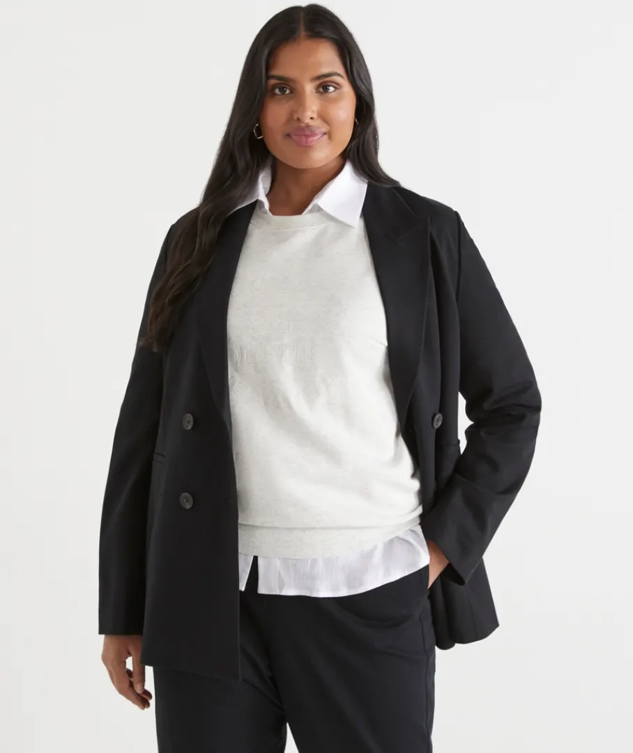 Sussan Jackets & Coats|Coats>Double Breasted Ponte Blazer