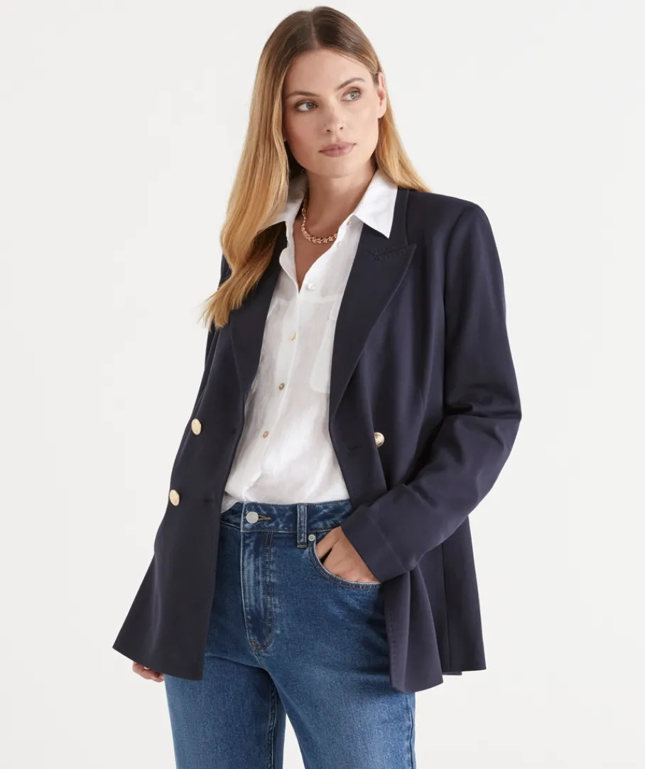 Sussan Jackets & Coats|Coats>Double Breasted Ponte Blazer