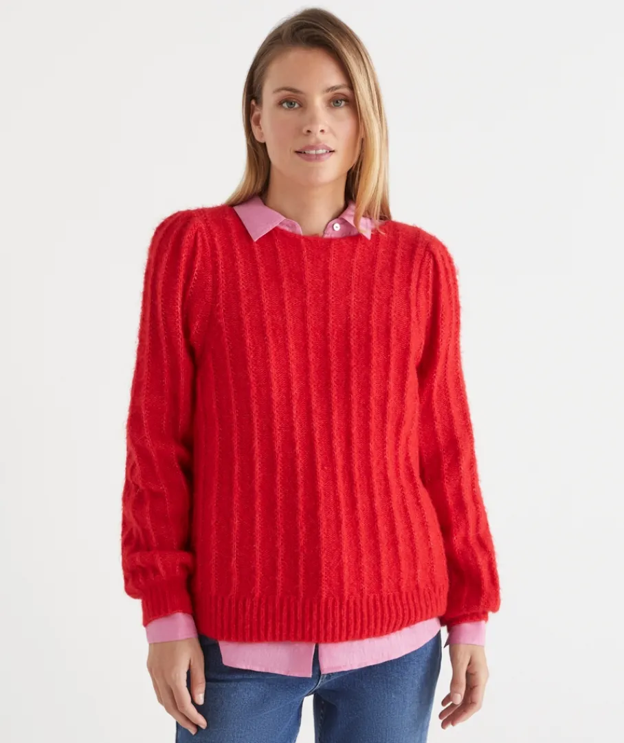 Sussan Tops|Knitwear>Fluffy Boat Neck Jumper