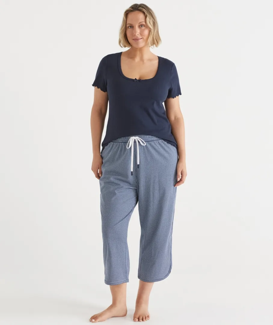 Sussan Pyjama Bottoms>Gingham 3/4 Pyjama Pant