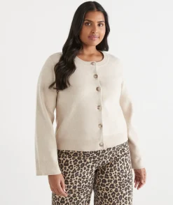 Sussan Knitwear|Tops>Knit Crew Neck Cardigan