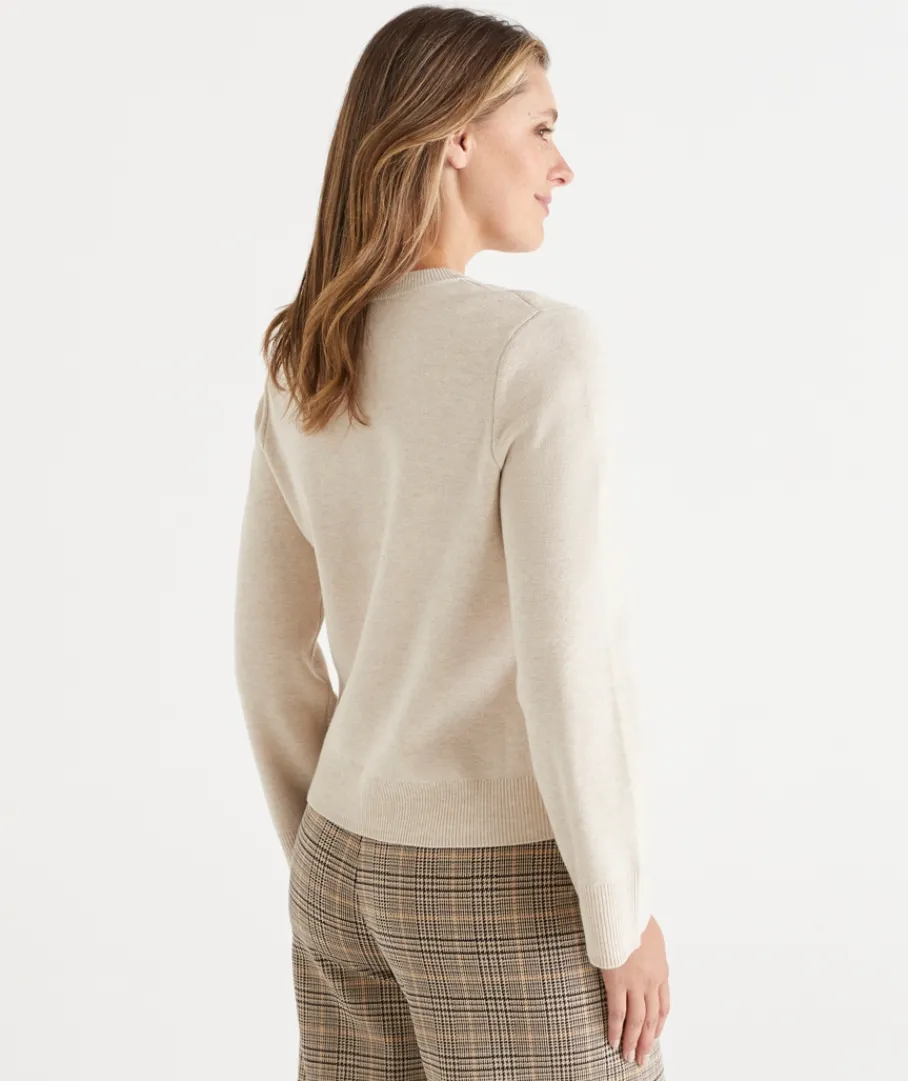 Sussan Knitwear|Tops>Knit Crew Neck Cardigan