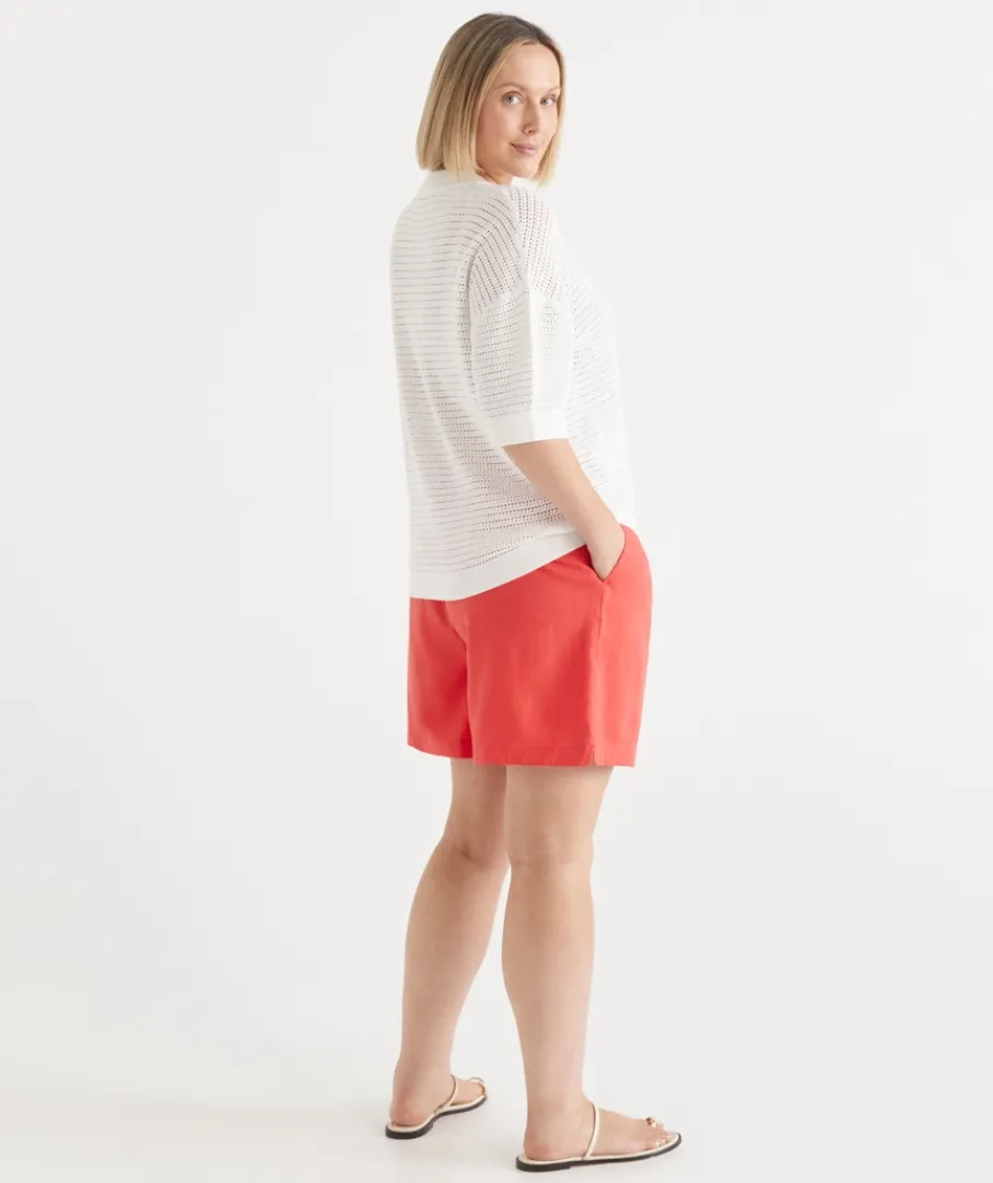 Sussan Tops|Knitwear>Knit Henley Short Sleeve Top