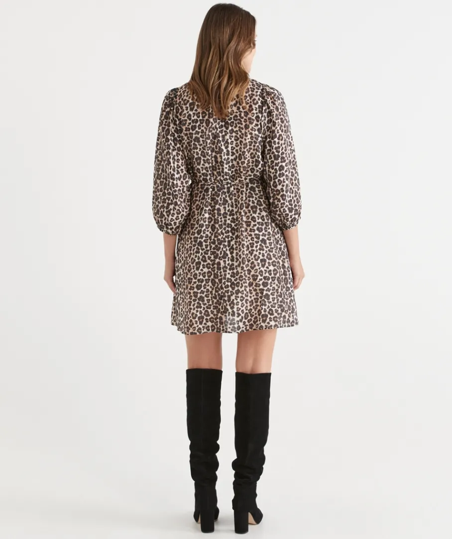 Sussan Dresses>Leopard Print Belted Midi Shirt Dress