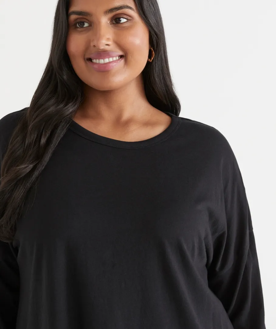 Sussan Tops|T-Shirts>Long Sleeve Longline Tee