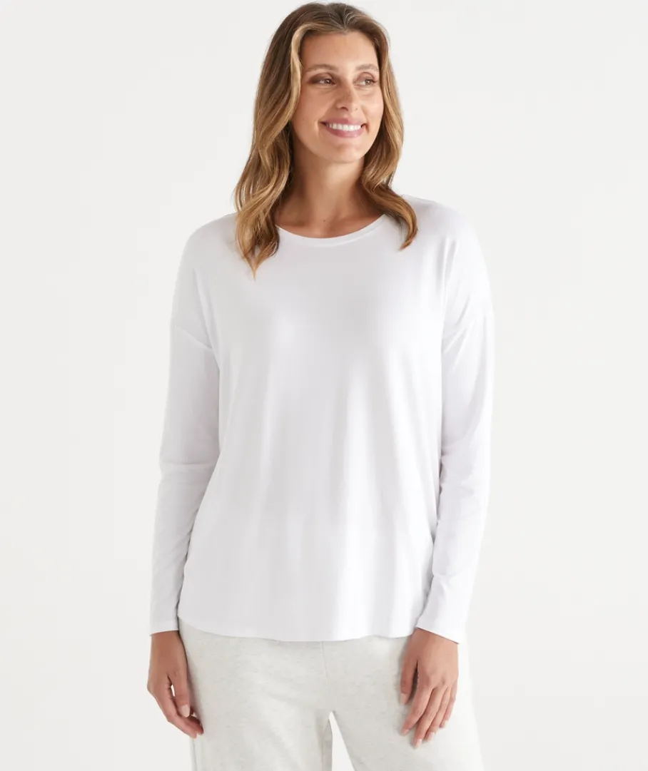 Sussan Tops|T-Shirts>Long Sleeve Pleat Back Tee
