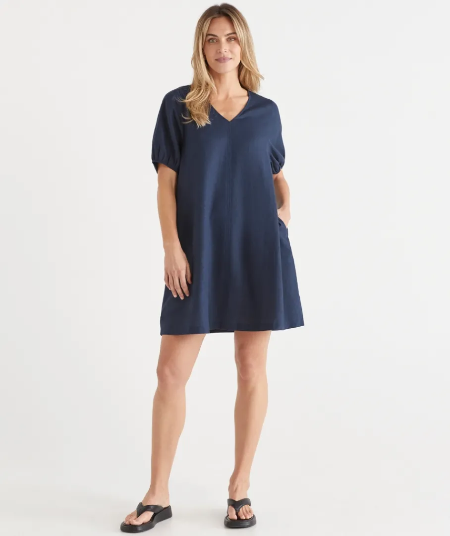 Sussan Dresses>Midsummer V Neck Short Sleeve Dress