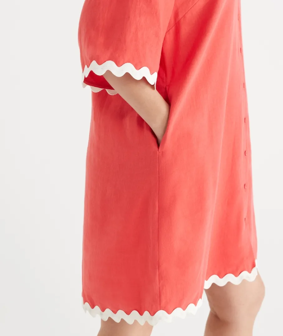Sussan Dresses>Ric Rac Short Sleeve Shirt Dress