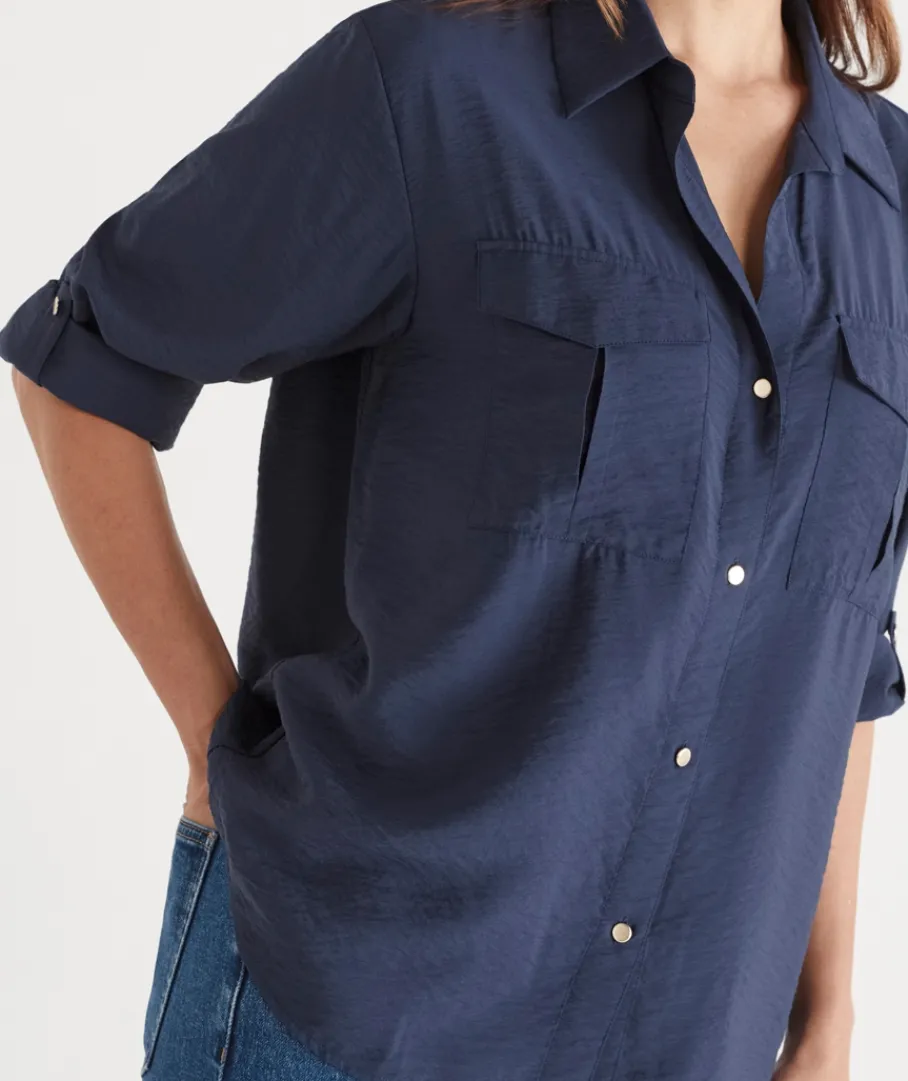 Sussan Tops|Shirts & Blouses>Roll Tab Sleeve Shirt
