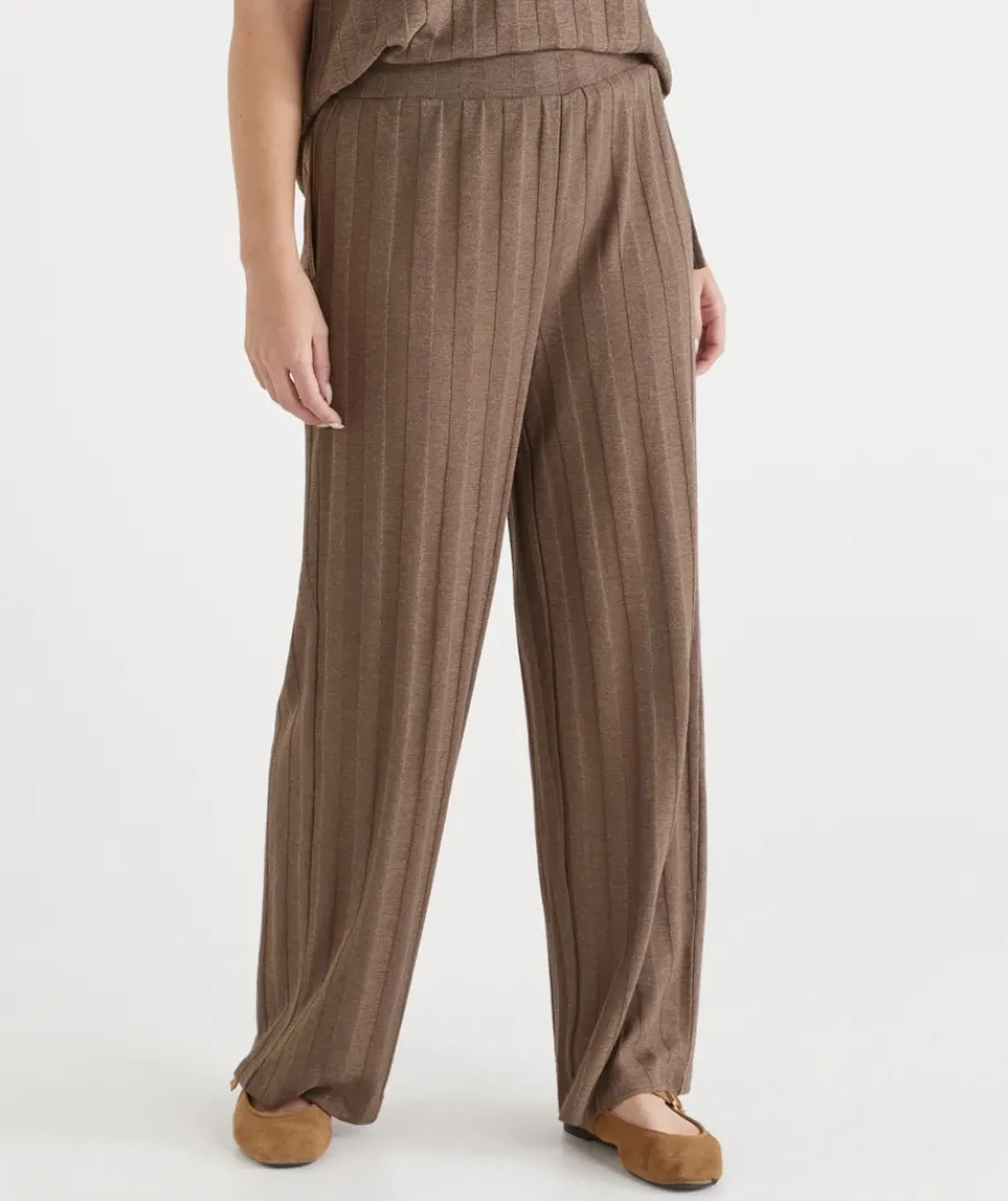 Sussan Loungewear|Pants>Self-Stripe Straight Leg Knit Pant