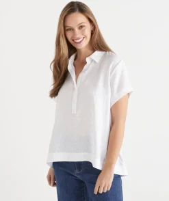 Sussan Tops|Matching Sets>Short Sleeve Button Detail Shirt