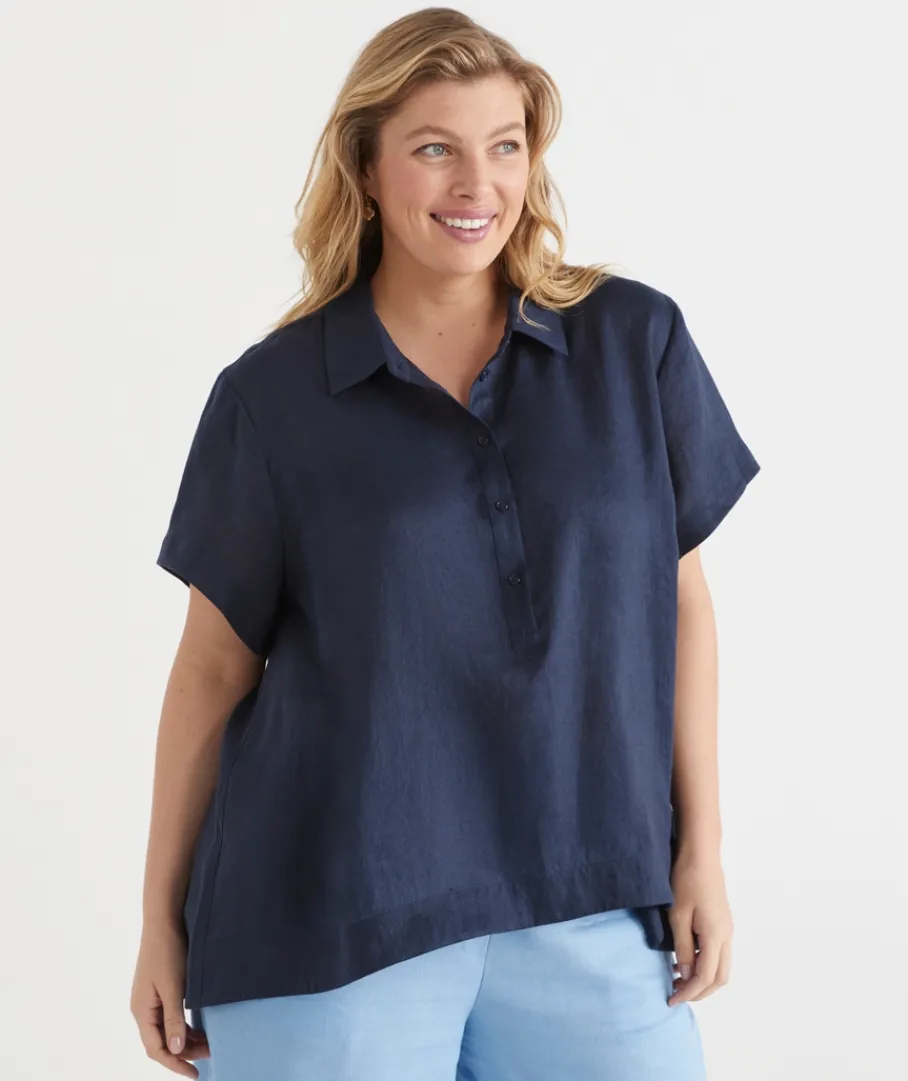 Sussan Tops|Matching Sets>Short Sleeve Button Detail Shirt