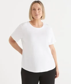 Sussan Tops|T-Shirts>Slub Crew Neck T-Shirt