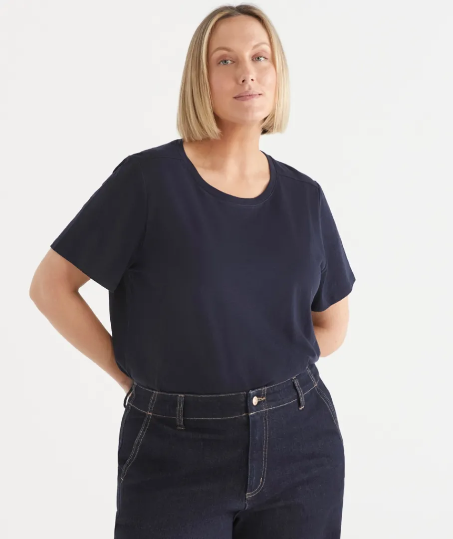 Sussan Tops|T-Shirts>Slub Crew Neck T-Shirt