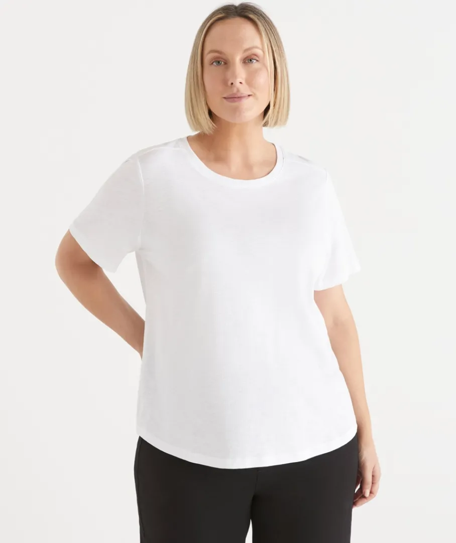 Sussan Tops|T-Shirts>Slub Crew Neck T-Shirt