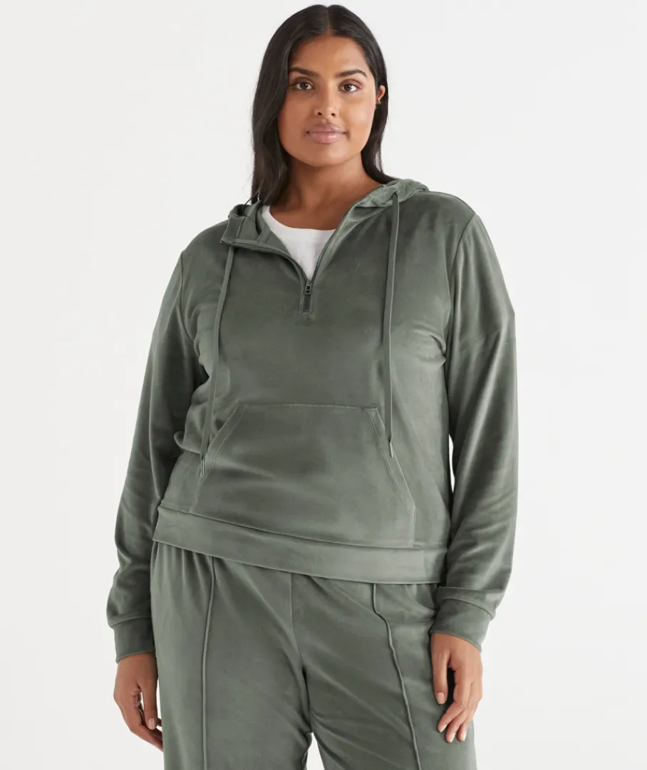 Sussan Loungewear|Loungewear>Velour Quarter-Zip Jumper - Light