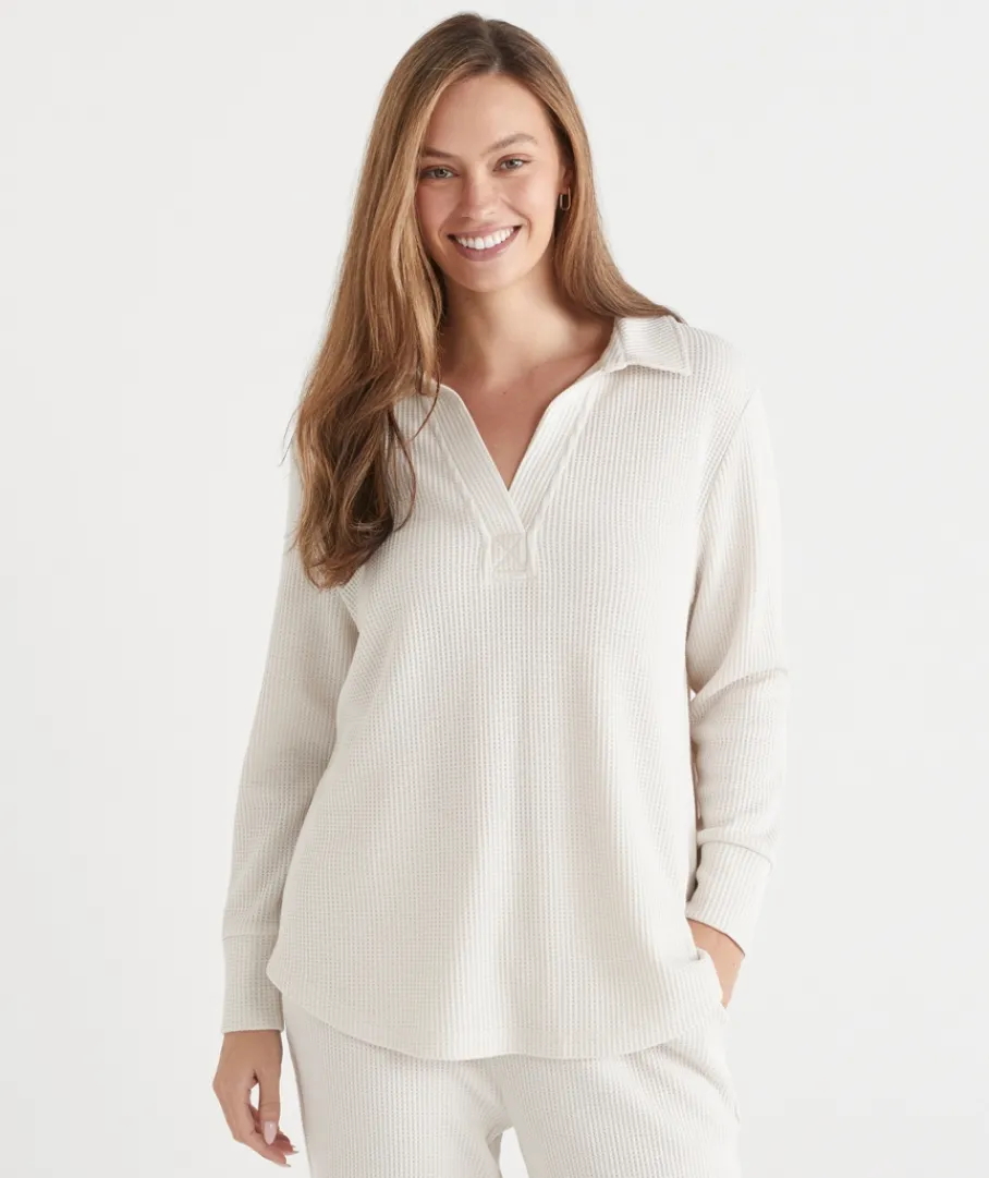 Sussan Matching Sets|Loungewear>Waffle Long Sleeve Lounge Top